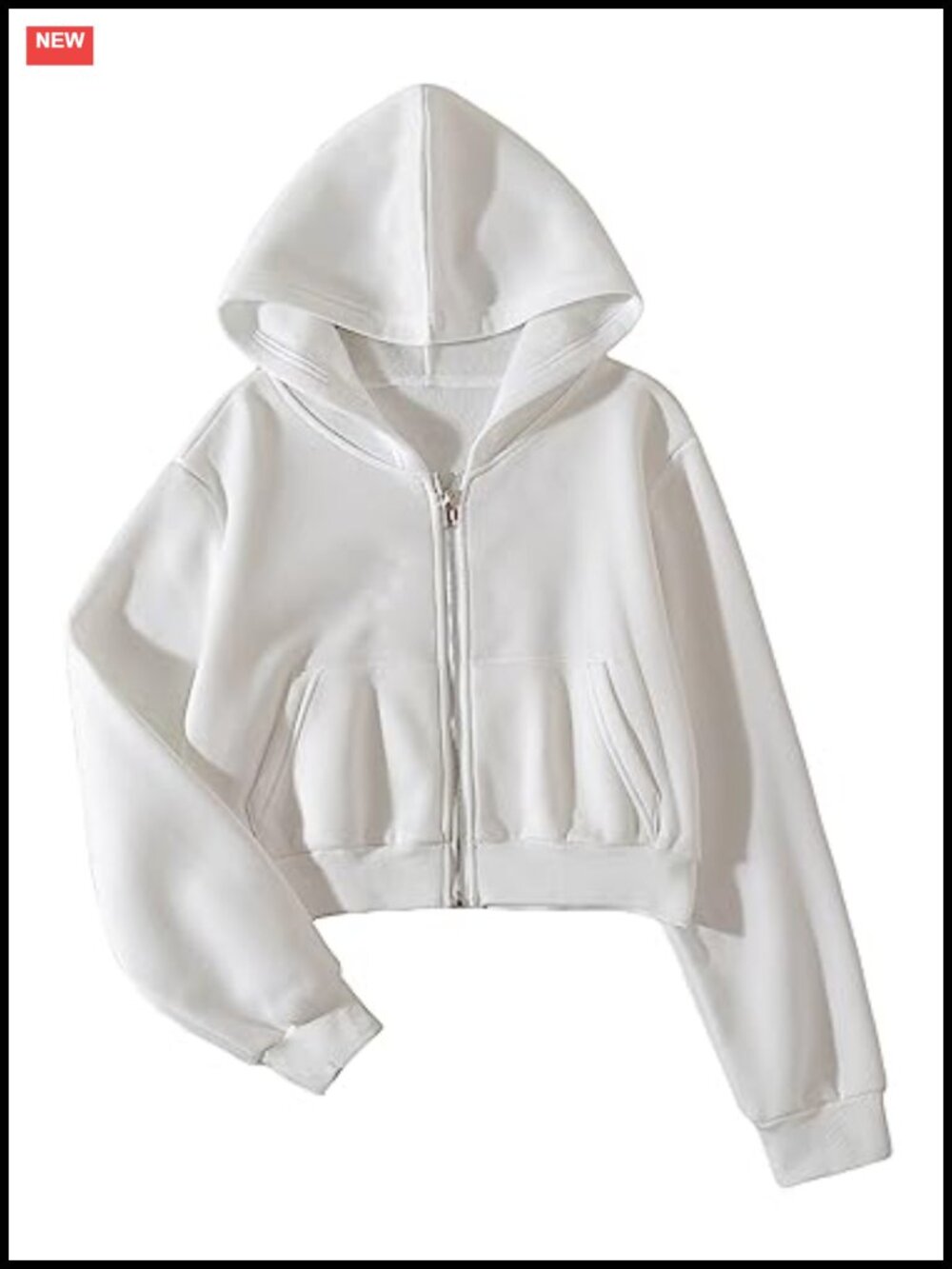 SHENHE Women's Zip Up Cropped Hoodie Drop Shoulder Sweatshirt with Pockets